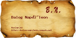 Balog Napóleon névjegykártya